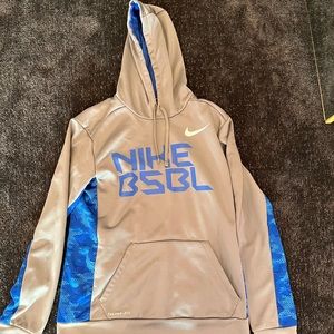 Men’s blue and gray therma-fit Nike hoodie